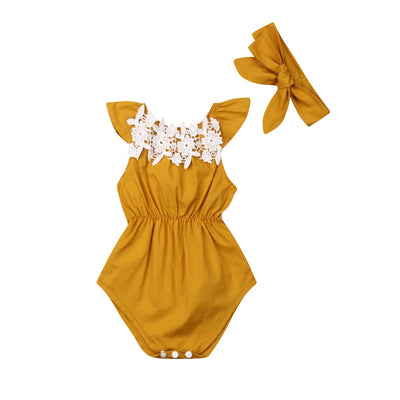 Baby Clothes Newborn Girl Infant Hollow-out Flower Outfit Sleeveless Romper Jumpsuit Size 0-24M