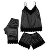 Sexy Women Pajamas 3 Pieces Sets Satin Sleepwear