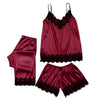 Sexy Women Pajamas 3 Pieces Sets Satin Sleepwear