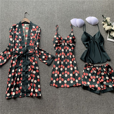 4Pcs Sets Robes Dot Kimono