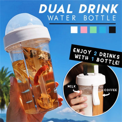 Dual Straw Separate Drink Bottle