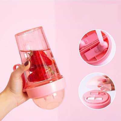 Dual Straw Separate Drink Bottle