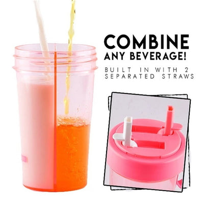 Dual Straw Separate Drink Bottle