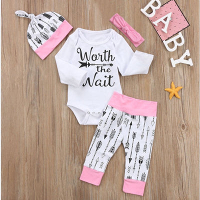 Newborn Infant Baby Girl Clothes Romper Bodysuit +Pants Leggings +Hat Outfit Set